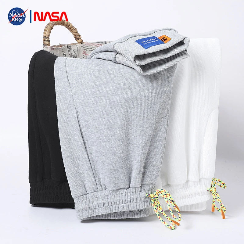 NASA BOX大学生潮牌裤子男春秋季百搭宽松运动九分裤男款束脚卫裤