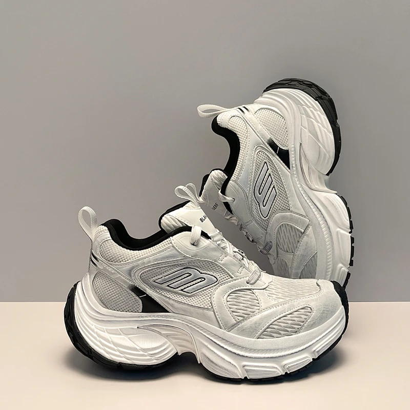 做旧擦色老爹鞋男女同款透气网面鞋增高旅游运动鞋厚底潮鞋跑步鞋