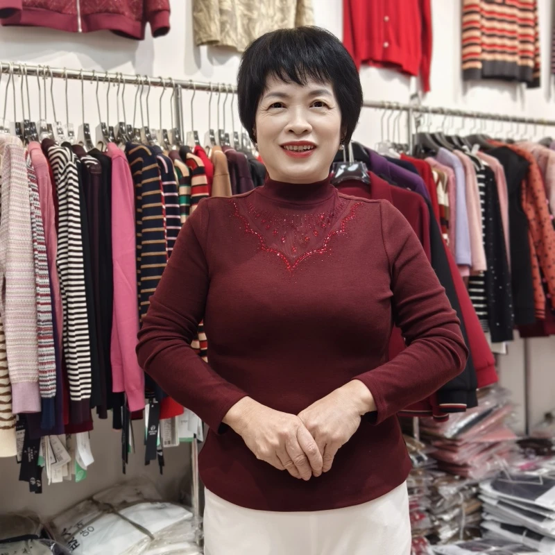 【善雅中老年女装】24年新款秋冬薄绒打底时尚烫钻精致中老年妈妈装