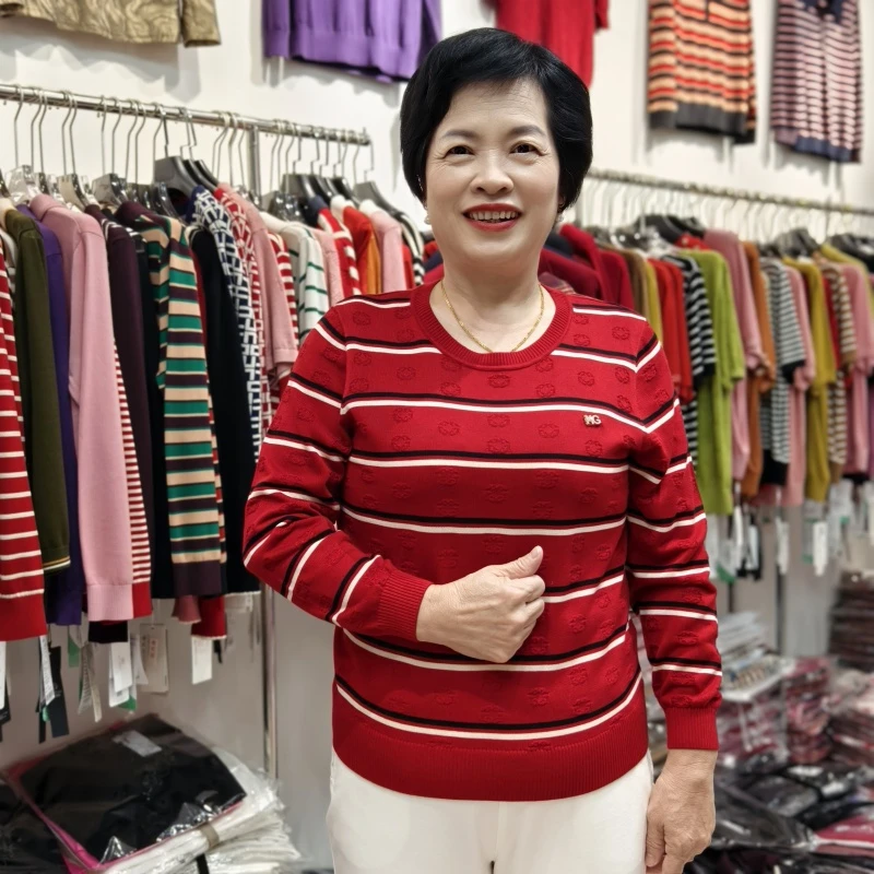 【善雅中老年女装】24年秋冬条纹款莱赛尔时尚高档中老年妈妈装