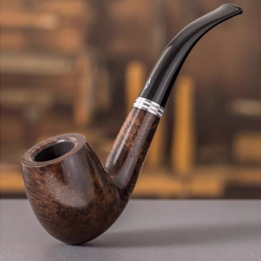 沙芬SAVINELLI 雪山光面石楠木烟斗P308L弯型606男士意大利进口