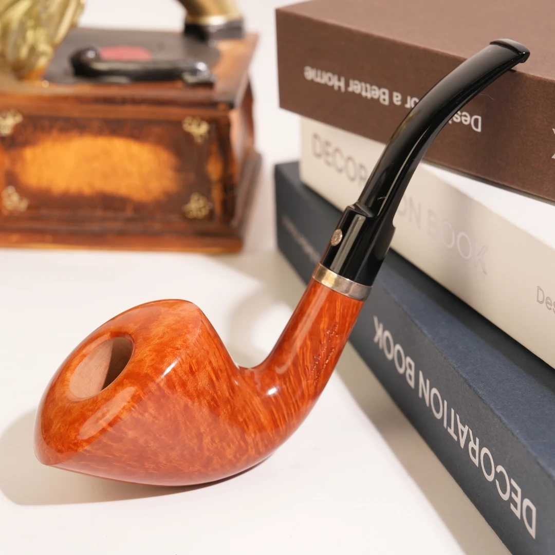 意大利马仕 石楠木手工烟斗 光面自由式 火焰纹