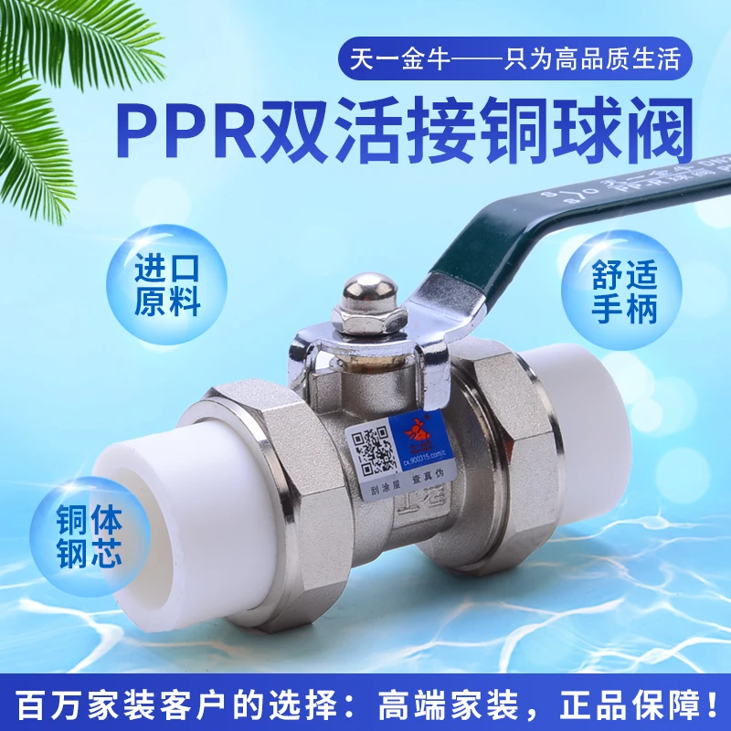 天一 金牛PPR双活接铜球阀 20 4分 25 6分 ppr球阀 ppr水管配件