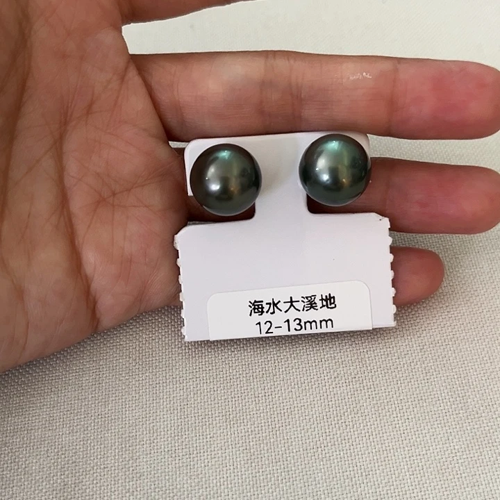 海水珍珠耳饰银S925镶嵌?***?12-13