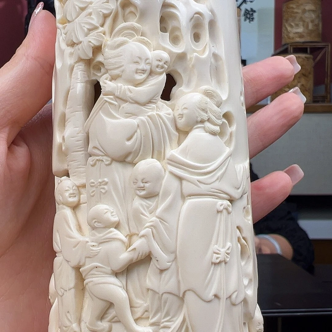 竹古****/雕刻婴戏图香筒