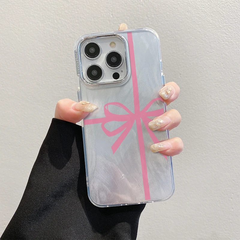 礼盒蝴蝶结羽纱壳苹果15手机壳iPhone14Promax防摔13/12/11