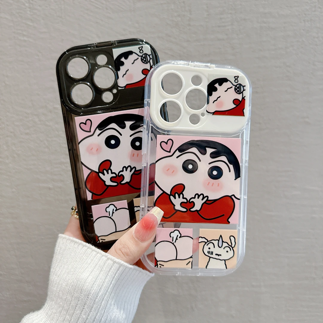 爱心小新妆镜支架苹果15手机壳华为mate60透明oppo/vivo/创意全包