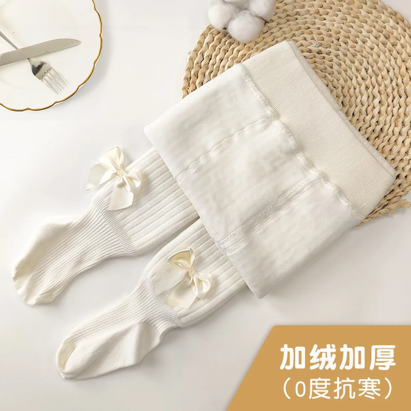 女童打底裤加绒加厚秋冬季儿童连裤袜白色宝宝打底袜外穿春秋保暖