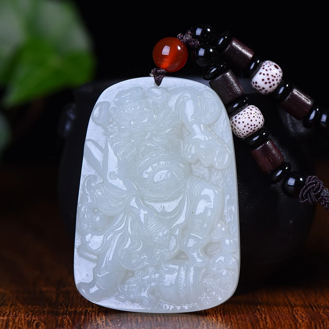 天然新疆和田玉钟馗吊坠正品玉石天师钟馗纳福挂件玉坠男士和田玉