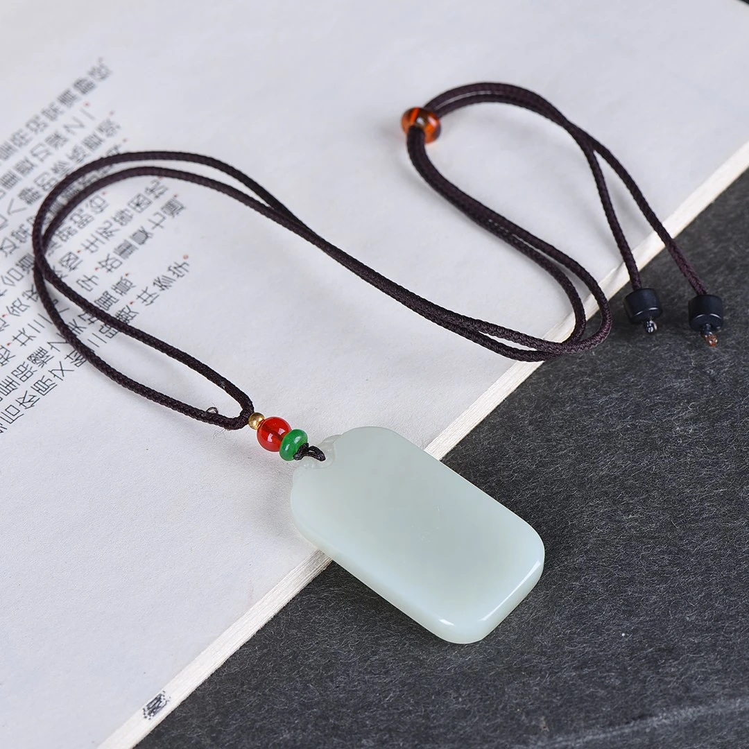 【正品 假一赔十】和田玉平安无事牌挂件时尚女款百搭时尚吊坠