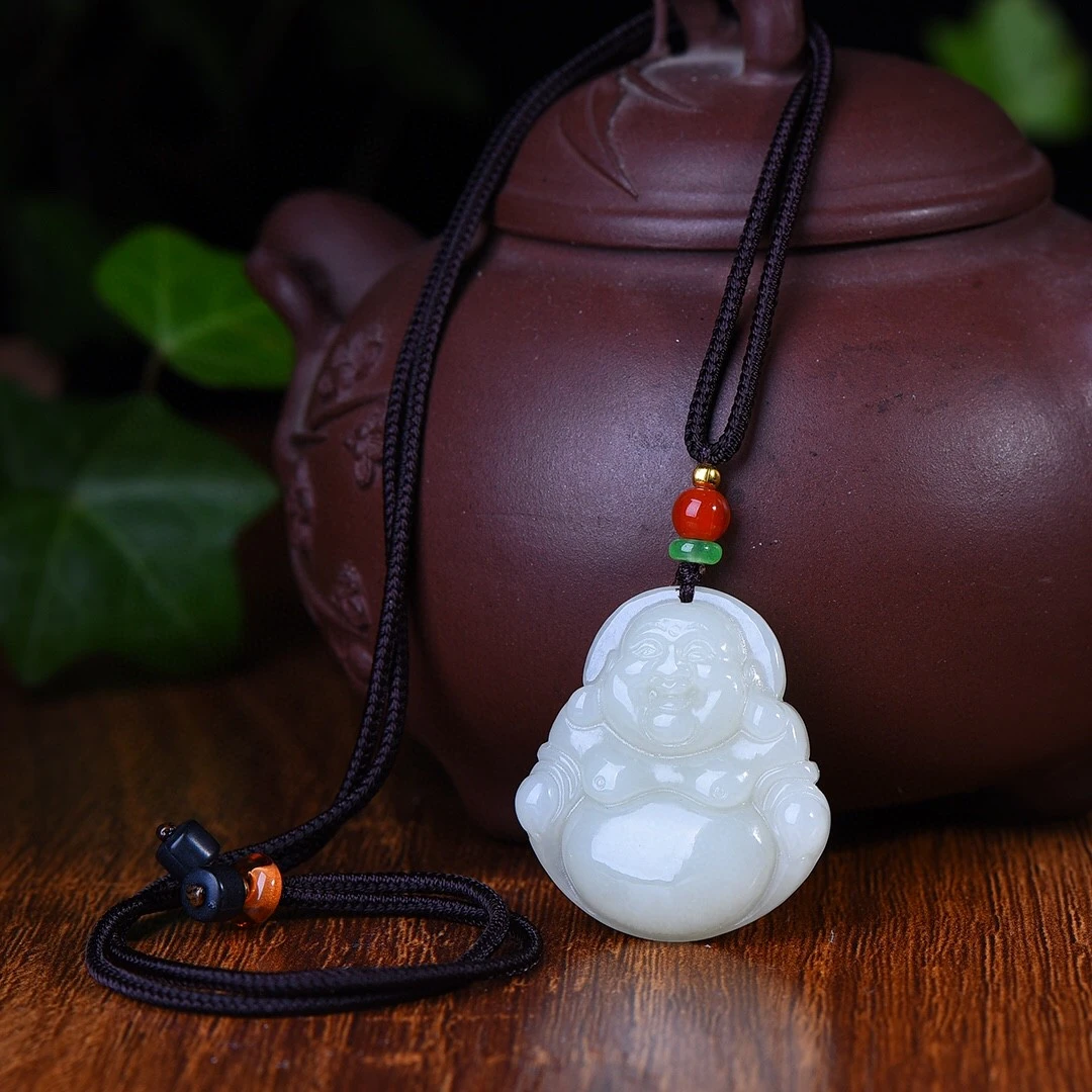 天然和田玉佛吊坠正装大肚玉佛女款时尚玉坠轻奢气质佛公挂件女