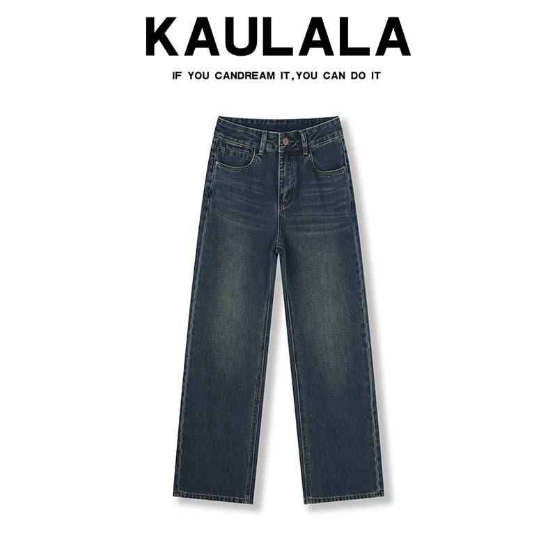 Kaulala·Daria高腰窄版直筒牛仔裤女轻奢设计感通勤裤子2025新款