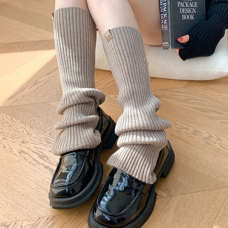 卡其色显瘦百搭jk堆堆袜毛线中筒袜套针织腿套腿袜女秋冬保暖袜子