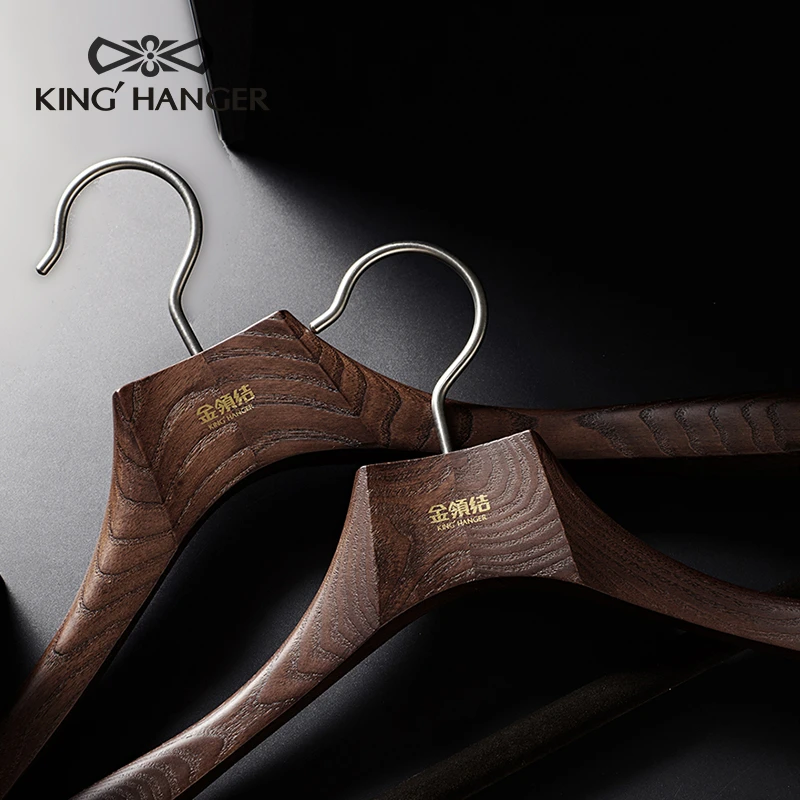 金领结高端实木衣架高档衣帽间衣柜木质衣撑西服大衣宽肩衣服架