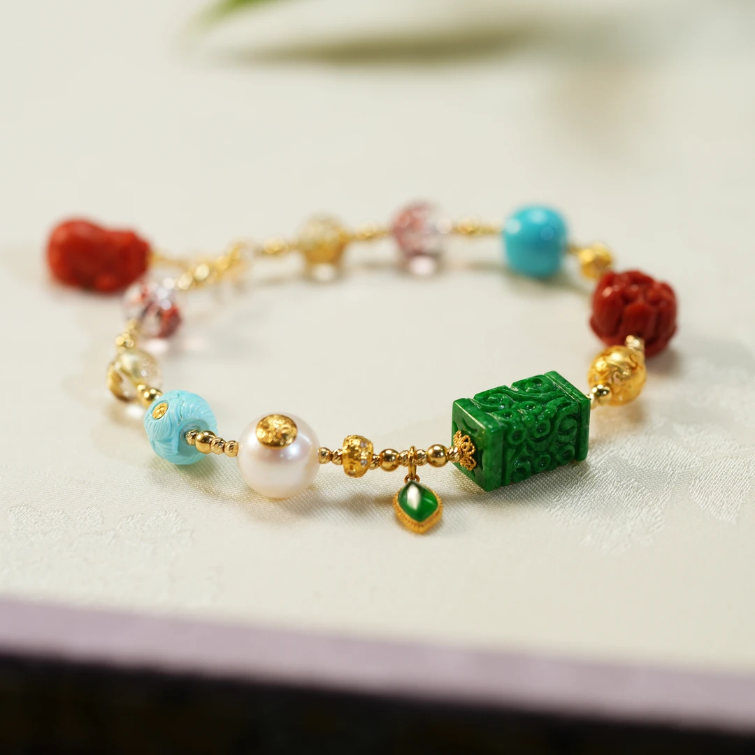 【东方十八岁】【春卷帘】翡翠18K金设计款手链多样性发其一