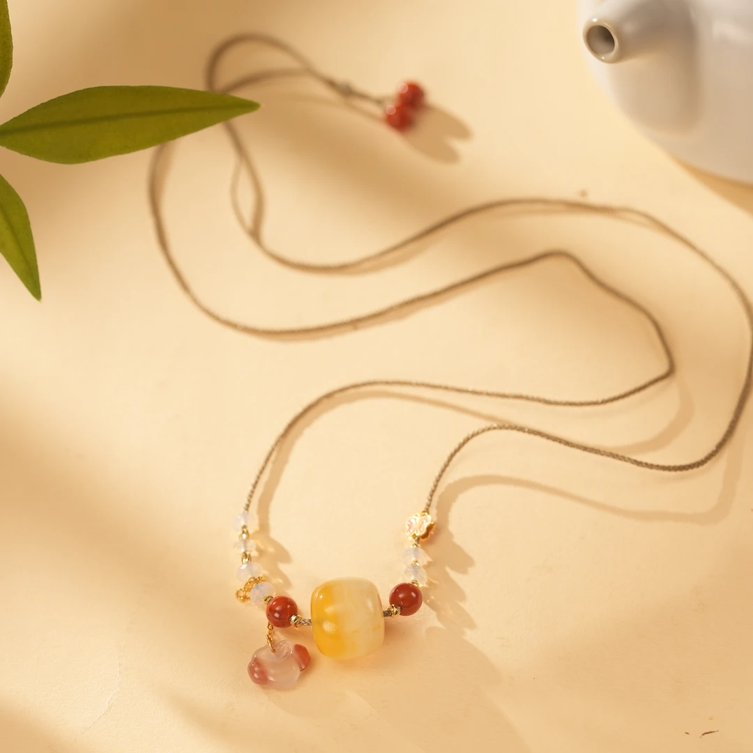 蜜蜡18K金路路通项链锁骨链【南忆】多样性发其一