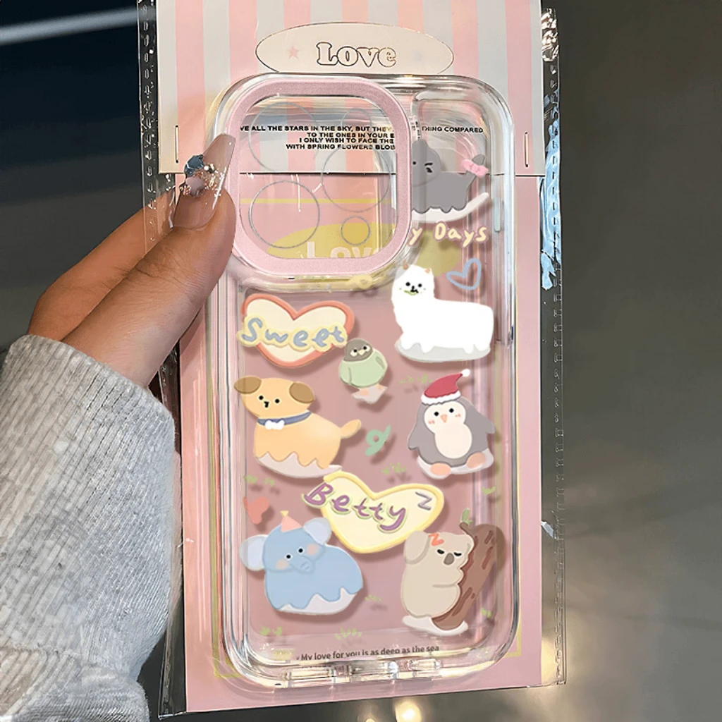 爱心动物适用iphone16pro/11手机壳苹果15/14/13小米vivo华为oppo