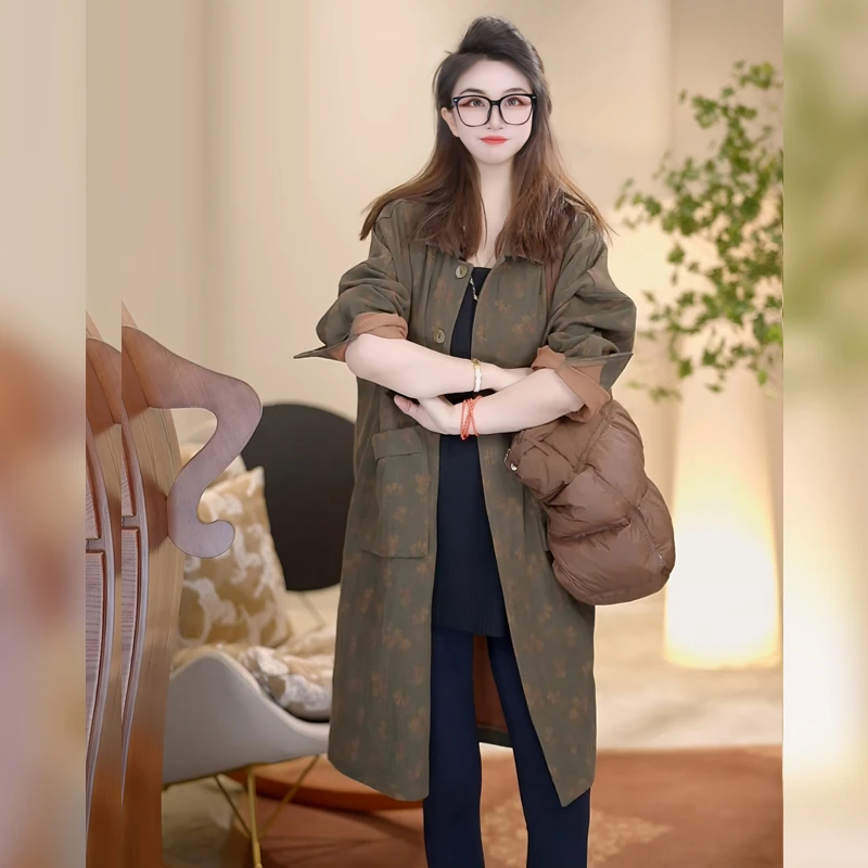 【Linda姐高端线】秋冬新款复古气质高档长款衬衫外套AW4WMF0284