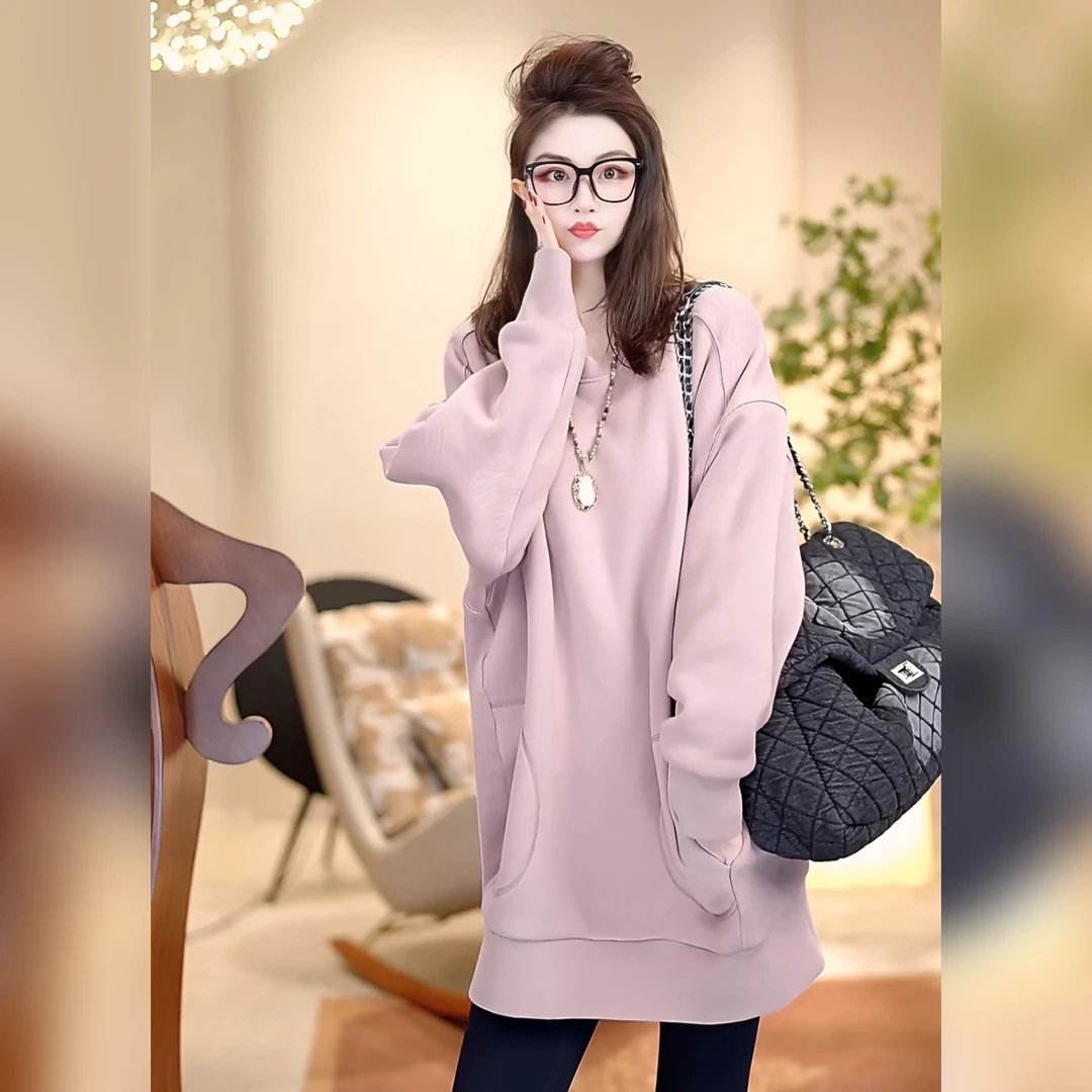 【Linda姐高端线】秋冬新款时尚高档气质圆领加厚卫衣AW4SWY0530