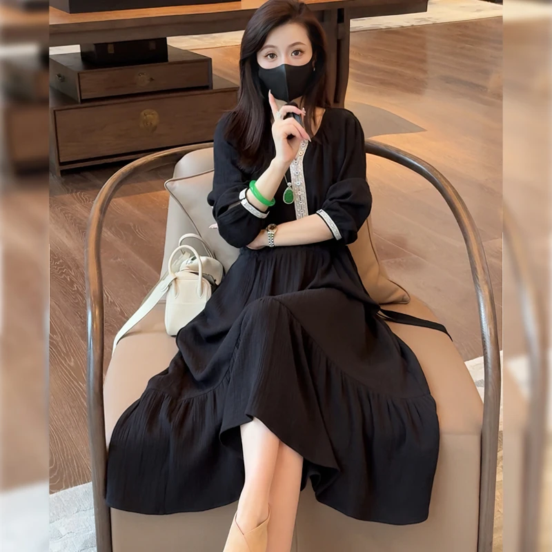 【Linda姐高端线】早秋法式慵懒气质小黑裙女装连衣裙AF4LJS0395