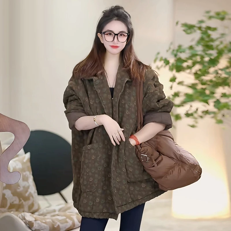 【Linda姐高端线】秋冬复古气质棉袄长款棉服AW4WDW0147