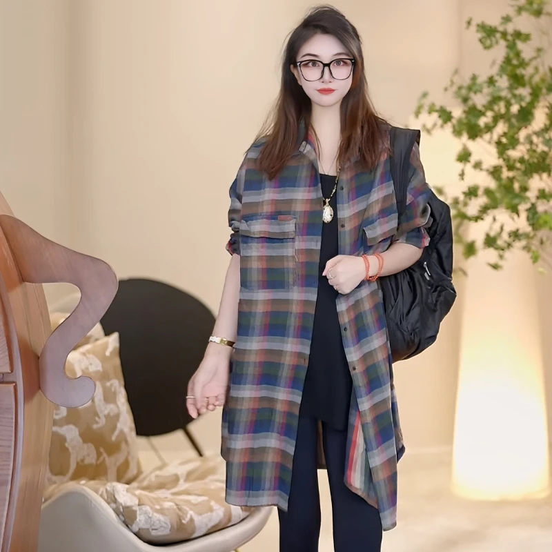 【Linda姐高端线】秋冬新款气质复古休闲格子上衣衬衫AW4SCS0131