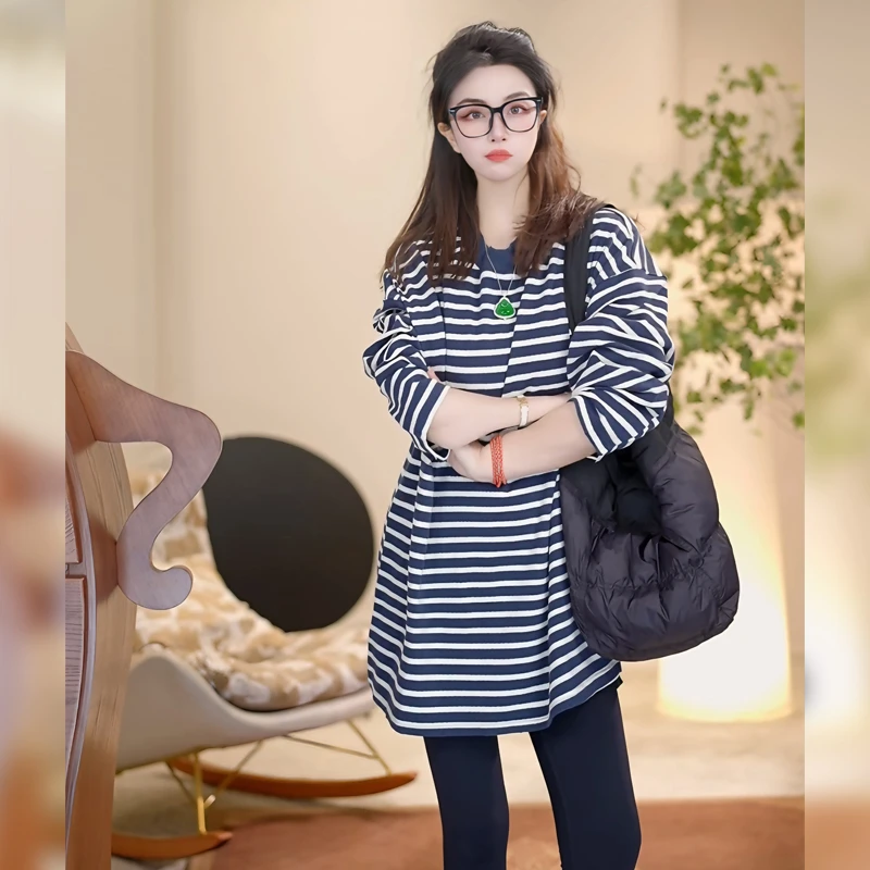 【Linda姐高端线】秋冬气质休闲慵懒条纹打底衫长袖T恤AW4STX0053