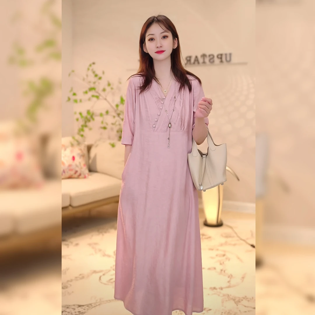 【Linda姐高端线】夏季新款法式温柔宽松显瘦连衣裙子AA4LJS894
