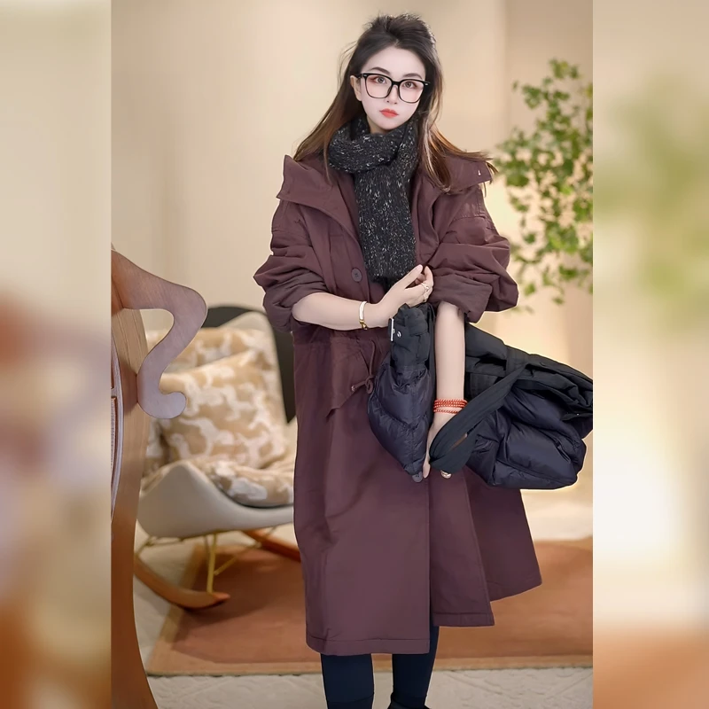 【Linda姐高端线】秋冬新款气质高档休闲长款棉服外套AW4WMF0177