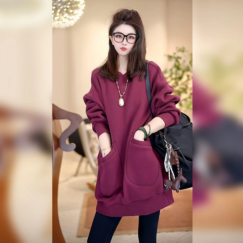 【Linda姐高端线】秋冬新款高档气质休闲宽松圆领卫衣AW4SWY0525