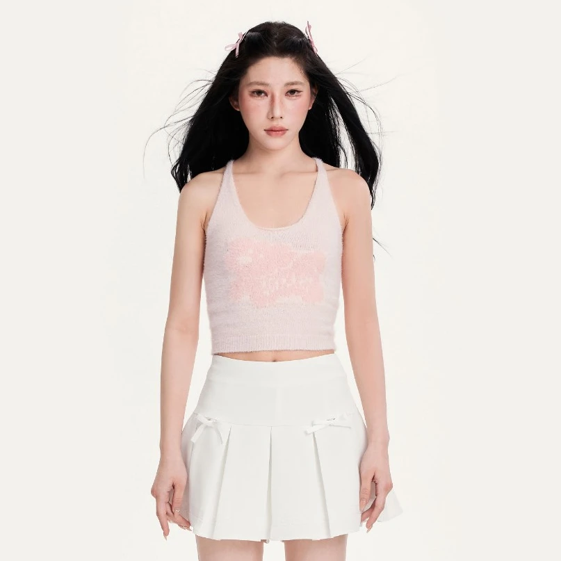 【清清】NCXK甜辣妹短款挂脖小背心无袖打底外穿修身软糯百搭BX02