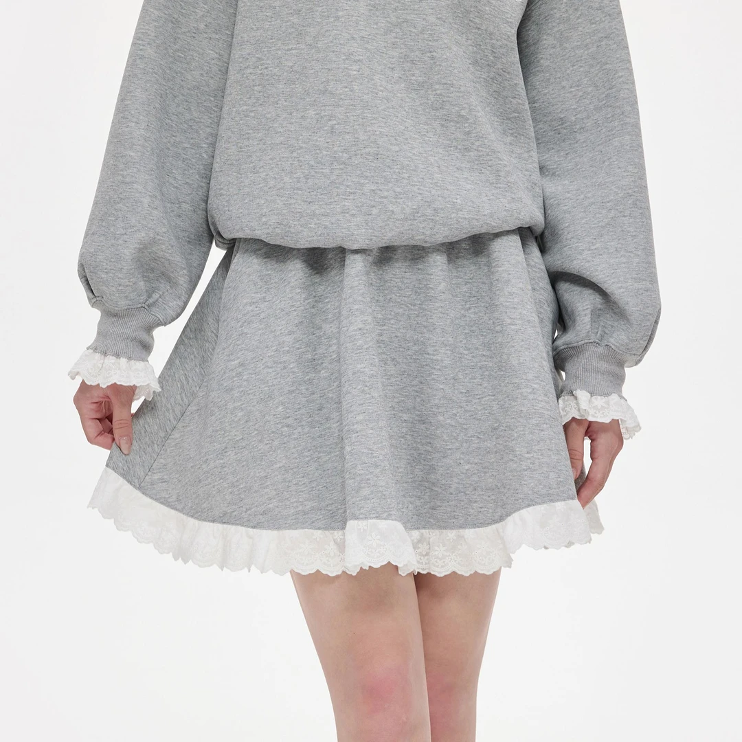 【清清】NCXK蕾丝花边拼接卫衣短裙百搭防走光裤裙休闲QZ203