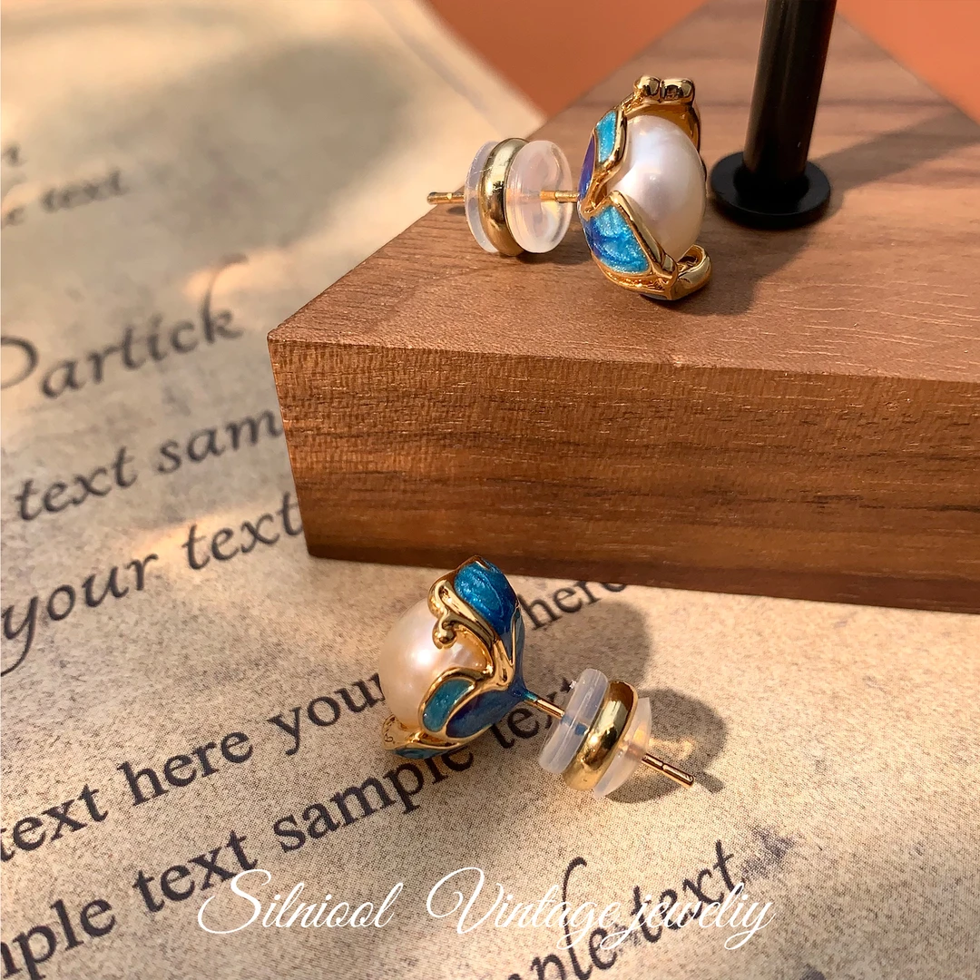 铜合金耳饰 百搭珠珠高级感手工气质轻奢重工时尚耳钉2817