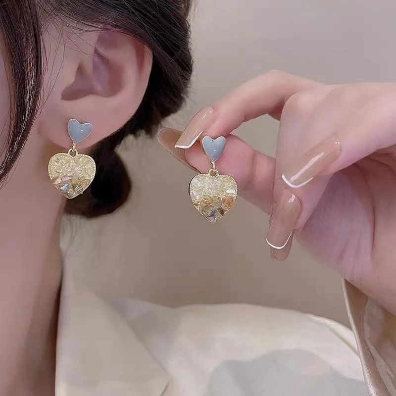 韩版气质个性爱心耳钉优雅高级感耳环8113