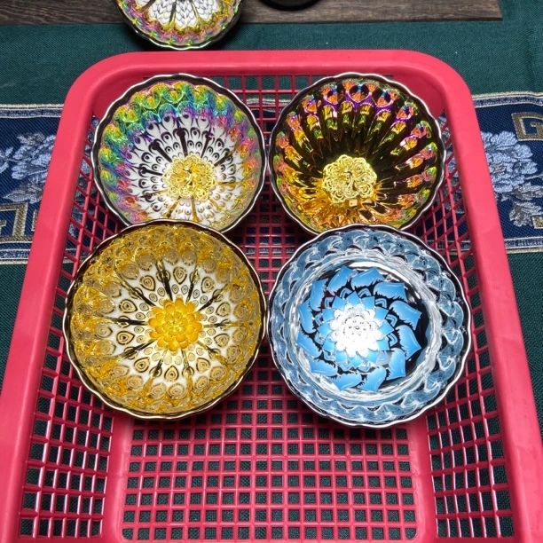 （4只装）蓝莲花七彩杯窑变陶瓷功夫高端主人杯