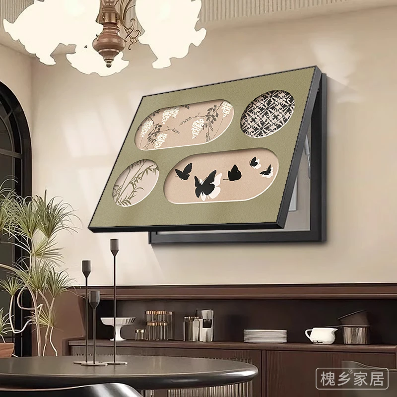 中古风电表箱装饰画中式复古配电箱遮挡挂画电闸箱弱电源开关壁画