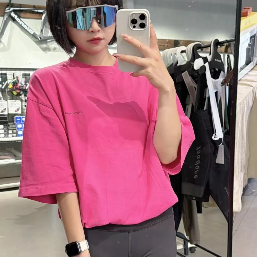 Balenciaga/巴黎世家23237  粉紫色小logo短袖 XS码