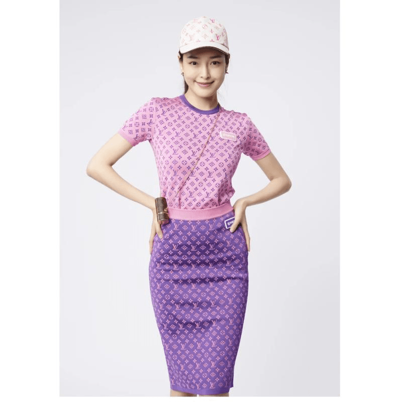 LouisVuitton/路易威登rz0211 粉色老花满印针织短袖 xs码