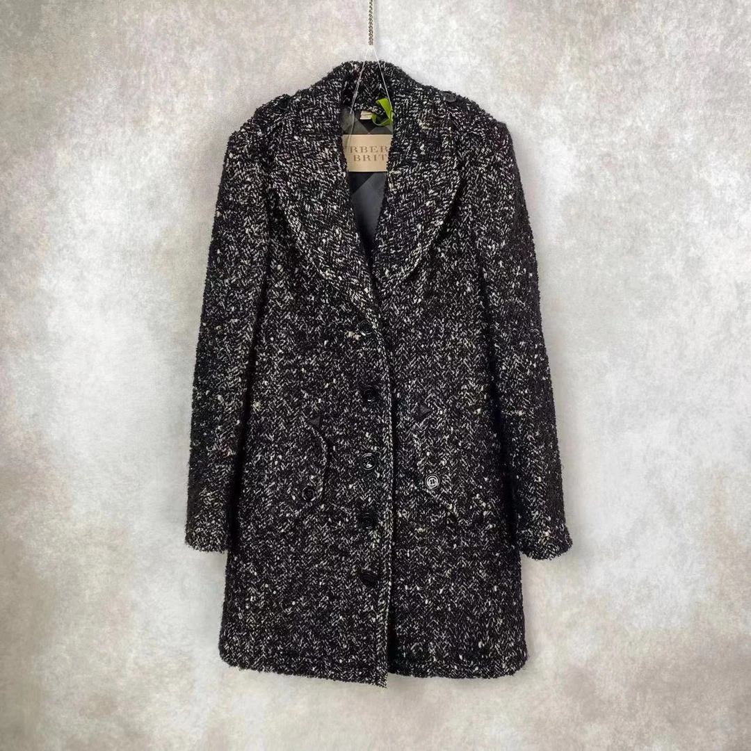 20439 burberry 巴宝莉 黑白羊毛大衣 38码 公价29000 无配 95新