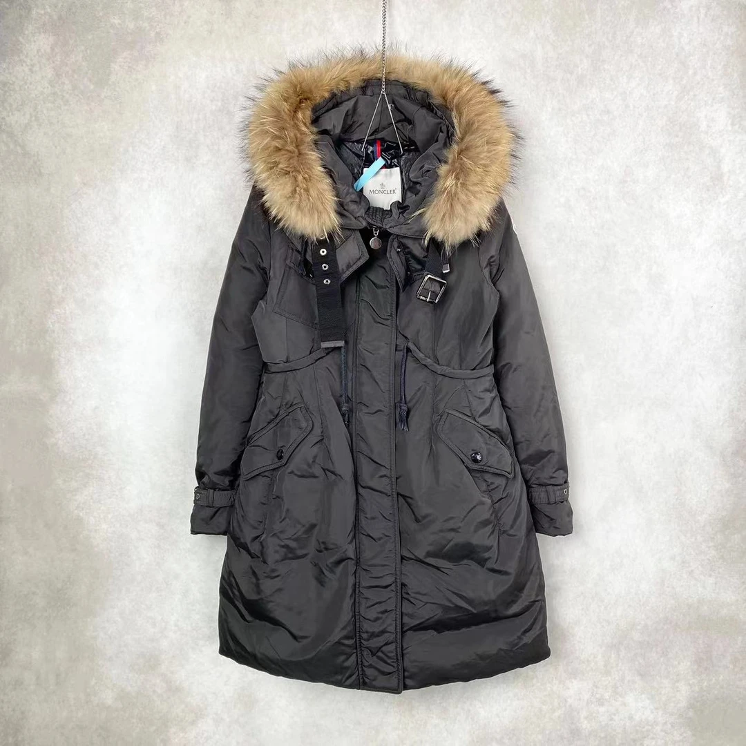 95新 MONCLER  长款毛领羽绒服 1码 95新