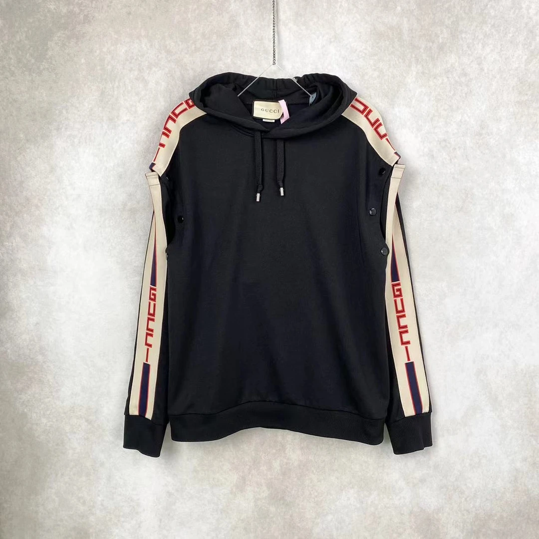 95新 GUCCI/古驰 二零七四八 棉 黑色袖口可拆卸袖校服夹克 XS码
