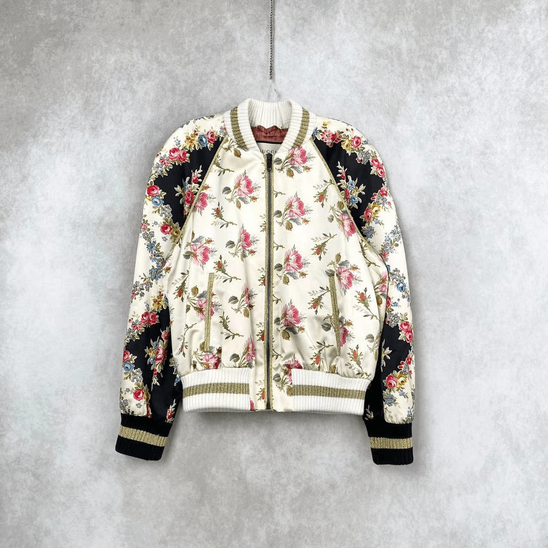 rz0079 Gucci 古驰 花卉丝绸亮片logo夹克 40码 公价18500  95新