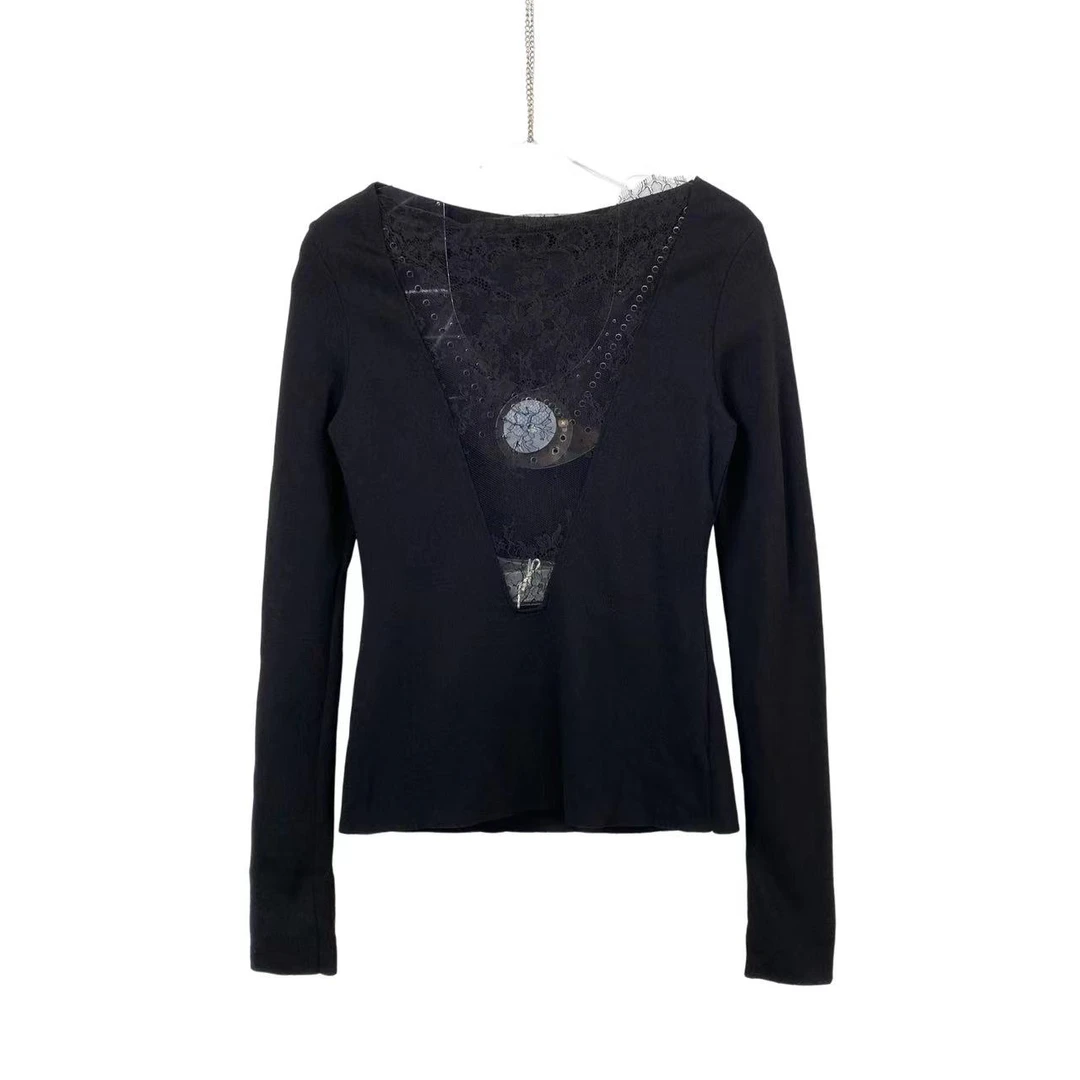 未使用 Givenchy/纪梵希  mm0070 黑色蕾丝毛衣 xs/s码