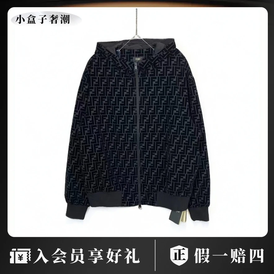 FENDI/芬迪15090  双F满印植绒外套 L码