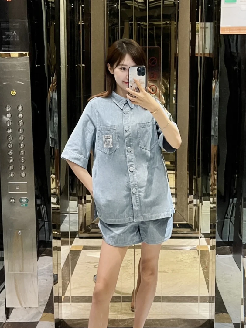 yk0073 Fendi 芬迪 双Flogo衬衫+短裤套装 上衣40码裤子38码