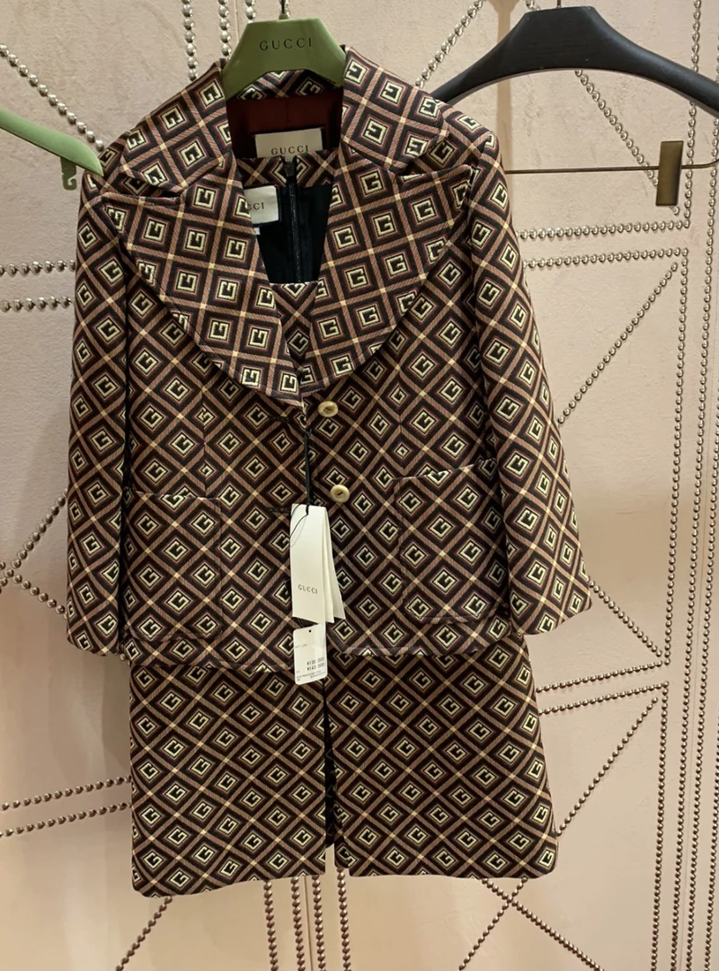 全新未使用 GUCCI/古驰 bb零六六三 棉 满印g标西装外套 38码