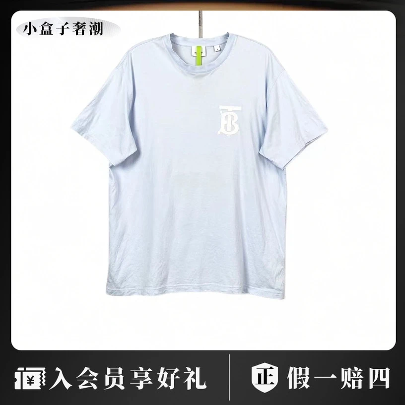 BURBERRY/博柏利lm0017 蓝色logo短袖 M码