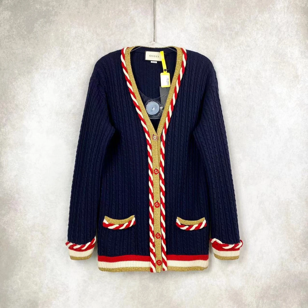 GUCCI/古驰 22077 撞色麻花条纹针织衫 s码 市场价17500 全新