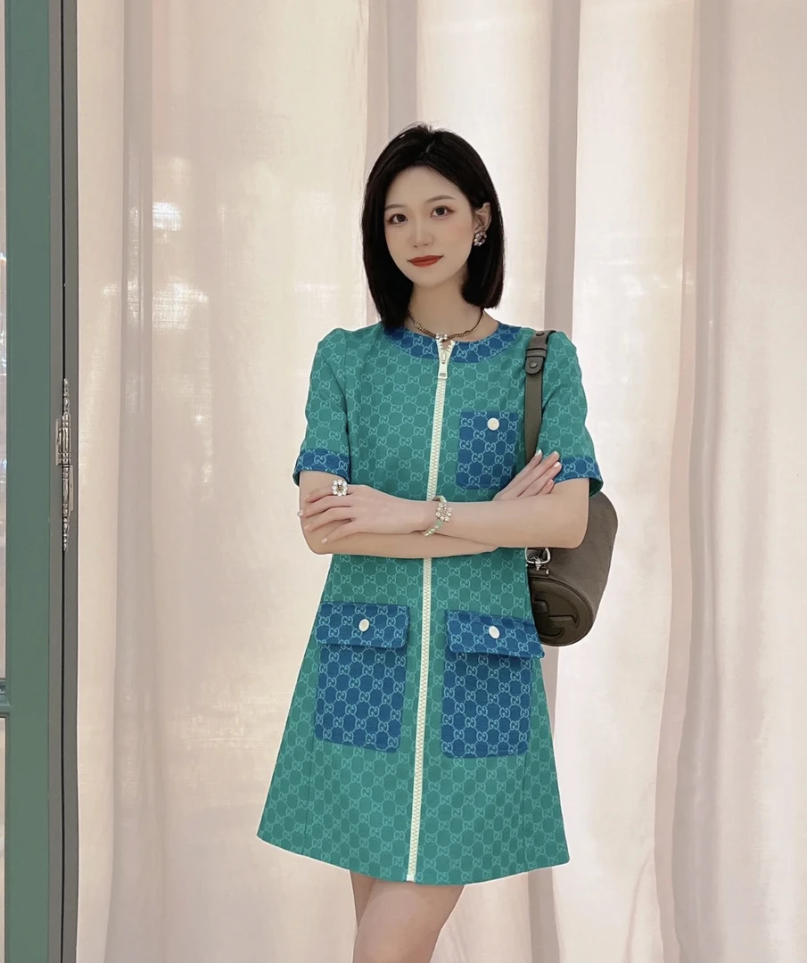 GUCCI/古驰 bb0276  老花拼接连衣裙 40码