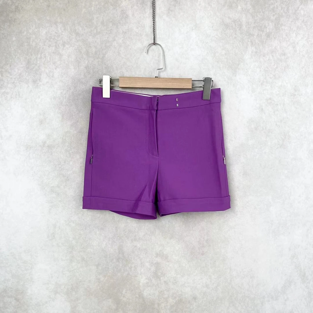 95新 MaxMara 二零八零零  粘胶纤维 紫色短裤 38码 95新 微瑕